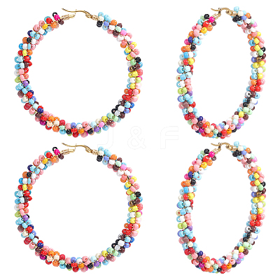 2 Pairs 304 Stainless Steel Hoop Earrings EJEW-ME0002-60-1