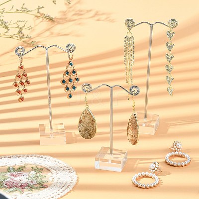 3Pcs T Bar Earring Organic Glass Displays Sets EDIS-G012-01-1