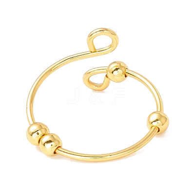 304 Stainless Steel Rotating Beaded Open Cuff Ring STAS-E047-01G-1