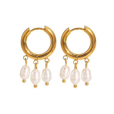 Fashionable 304 Stainless Steel Rice Chandelier Earrings HF3347-1-1