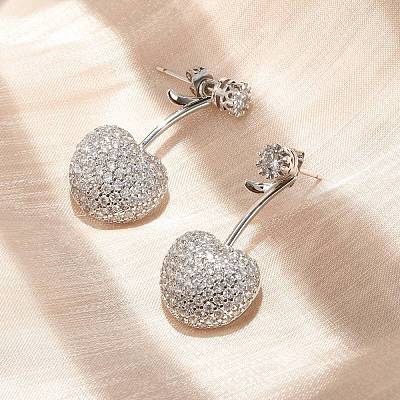 Cherry Brass Micro Pave Cubic Zirconia Stud Earrings EJEW-M077-12P-01-1