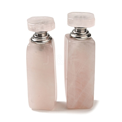 Natural Rose Quartz Dropper Perfume Bottle with Stainless Steel Color Tone 304 Stainless Steel Findings DJEW-H010-01P-02-1