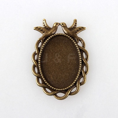 Vintage Tibetan Style Alloy Bird Pendant Cabochon Bezel Settings LS-TIBEP-M018-32AB-NF-1