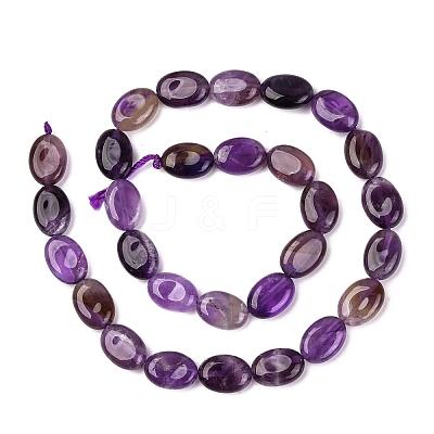 Natural Amethyst Flat Oval Bead Strands G-M206-20-1