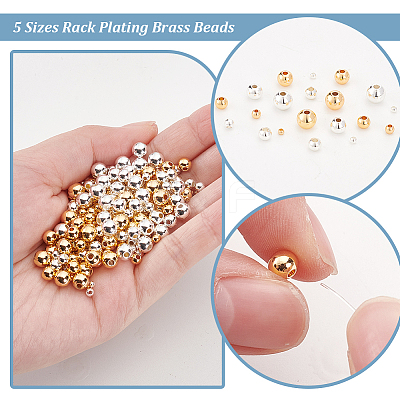 300Pcs 2 Colors 5 Sizes Rack Plating Brass Beads KK-PH0006-43-1