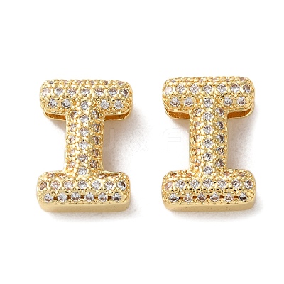 Rack Plating Brass Micro Pave Cubic Zirconia Slide Charms KK-C084-34G-I-1