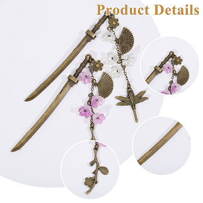 2Pcs Alloy Hair Sticks OHAR-CA00004-1