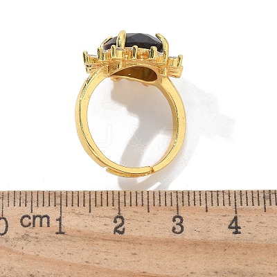 Sunflower Natural Tiger Eye Finger Rings RJEW-B113-03G-04-1