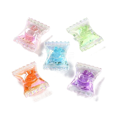 UV Plating Rainbow Iridescent Acrylic Beads OACR-H112-15B-1