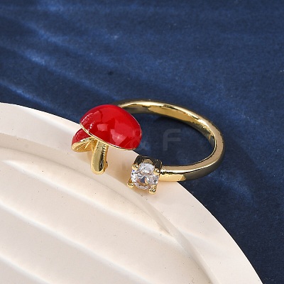Brass Micro Pave Cubic Zirconia Open Cuff Rings for Women RJEW-U057-26G-02-1