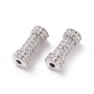 Brass Micro Pave Clear Cubic Zirconia Beads ZIRC-K081-91P-1