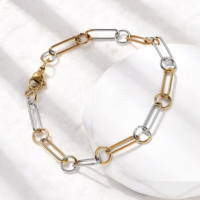 304 Stainless Steel Oval Link Chain Bracelets for Women BJEW-D377-01B-1