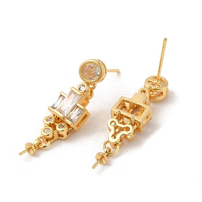 Brass Micro Pave Cubic Zirconia Stud Earring Findings KK-M270-29G-1