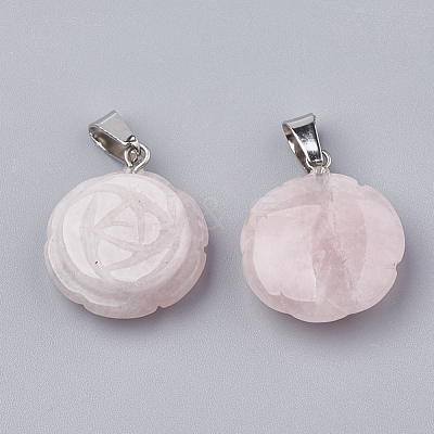 Natural Rose Quartz Pendants G-S343-15-1