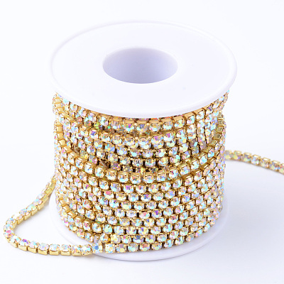 Brass Rhinestone Strass Chains CHC-T001-SS6-02C-1
