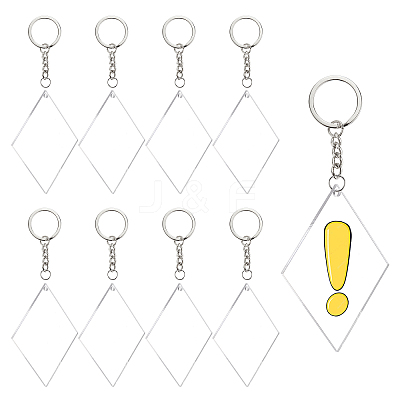 DIY Rhombus with Angle Acrylic Blank Pendant Keychain Making Kits DIY-BC0001-63A-1