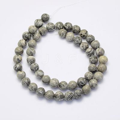 Natural Map Stone/Picasso Stone/Picasso Jasper Beads Strands G-G697-F03-4mm-1