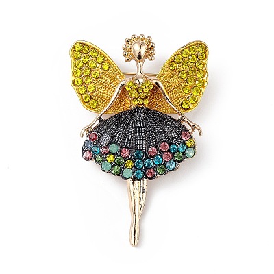 Butterfly Dancer Enamel Pin with Rhinestone JEWB-P016-01G-03-1