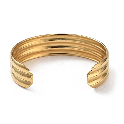 Ion Plating(IP) 304 Stainless Steel Cuff Bangles for Women BJEW-Z078-15G-1