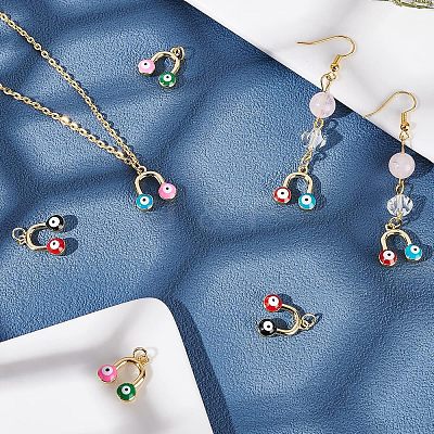 10Pcs 5 Colors Brass Enamel Pendants KK-NB0001-49G-1
