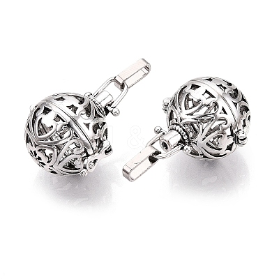 Rack Plating Brass Cage Pendants KK-S751-034AS-1