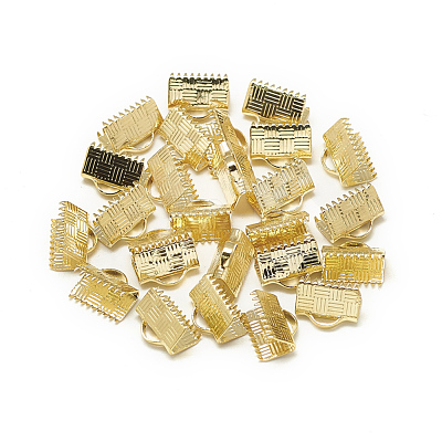 Brass Ribbon Crimp Ends KK-T032-147G-1