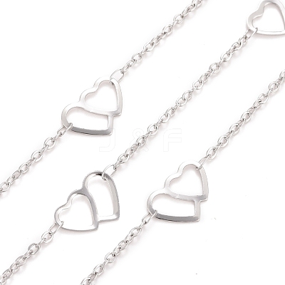 Tarnish Resistant 304 Stainless Steel Heart Link Cable Chains CHS-E006-05P-1