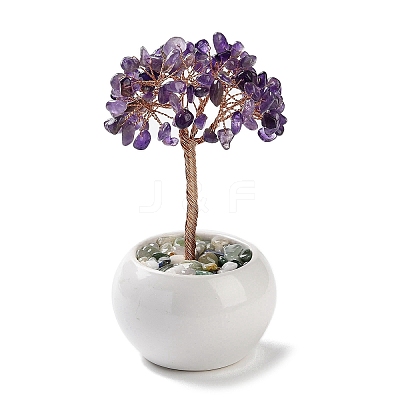 Natural Amethyst Chips Tree Decorations DJEW-M012-01G-1