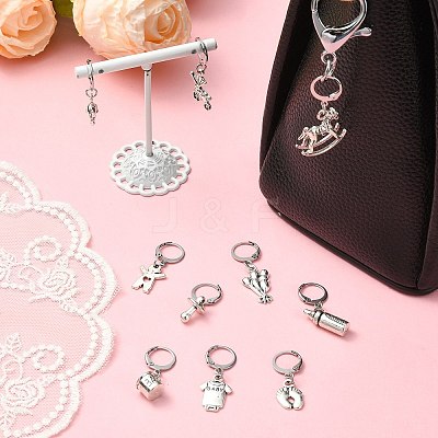20Pcs 10 Styles Mixed Shapes Alloy Pendant Locking Stitch Markers HJEW-CJ00040-1