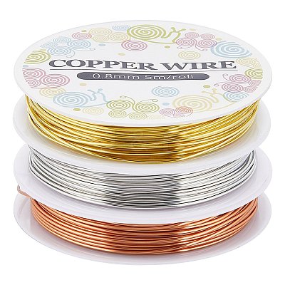 3 Rolls 3 Colors Copper Jewelry Craft Wire CWIR-SC0001-02A-1