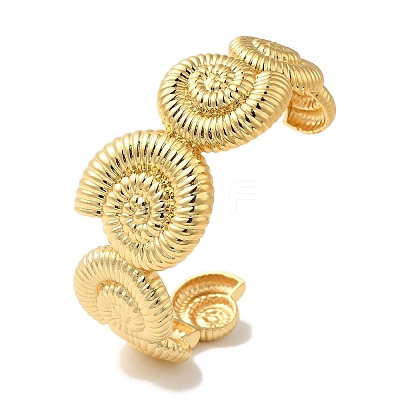 Rack Plating Brass Conch Open Cuff Bangles BJEW-B098-01G-1