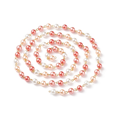 Handmade Glass Pearl Beaded Chain AJEW-JB01134-04-1