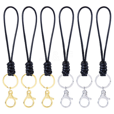 10Pcs 2 Colors Eco-Friendly Korean Waxed Polyester Cord Keychains KEYC-TA00033-1