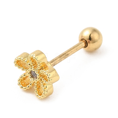 Brass Micro Pave Clear Cubic Zirconia Stud Earrings LS-EJEW-L265-02G-1