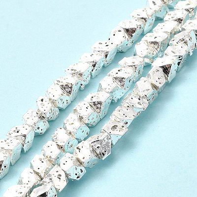 Electroplated Natural Lava Rock Beads Strands G-G984-11S-1