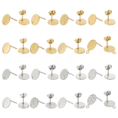 32Pcs 16 Style Ion Plating(IP) 304/201 Stainless Steel Stud Earring Findings STAS-ME0001-38-1