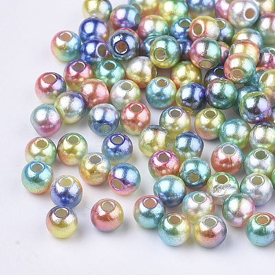 Rainbow ABS Plastic Imitation Pearl Beads X1-OACR-Q174-8mm-07-1