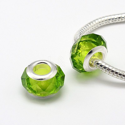 Faceted Glass Large Hole Rondelle European Beads GPDL-L002-01-1