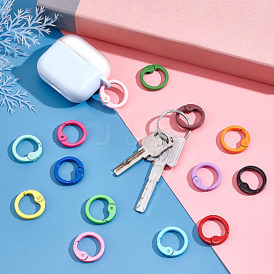28Pcs 14 Colors Spray Painted Alloy Spring Gate Rings FIND-PH0007-90-1