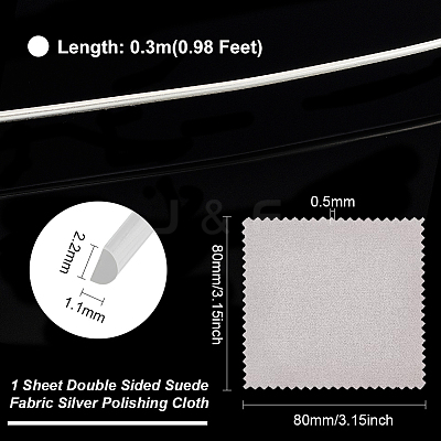 1Pc Sterling Silver Wire STER-BC0002-08-1