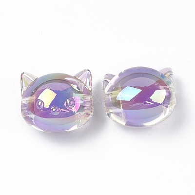 UV Plating Rainbow Iridescent Acrylic Beads OACR-H015-05A-1