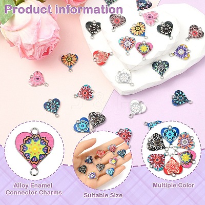 30Pcs 15 Colors Alloy Enamel Connector Charms ENAM-YW0005-79-1