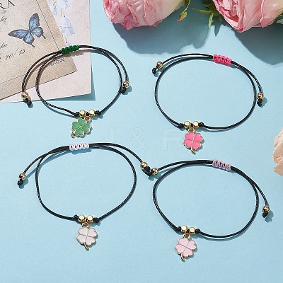 Alloy Enamel Clover Charm Bracelet BJEW-JB09962-1