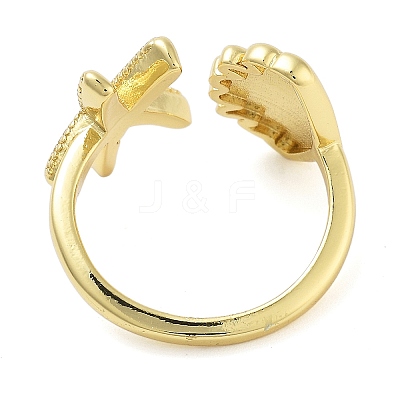 Brass Open Cuff Rings for Women LS-RJEW-Z072-02G-04-1