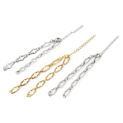 6Pcs 3 Style 304 Stainless Steel Cross Link Chain Bracelet Making AJEW-TA00051-1