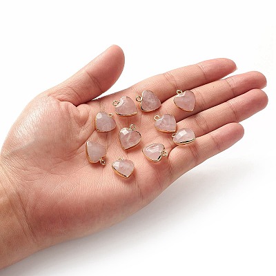 Electroplate Natural Rose Quartz Pendants G-T112-03H-1