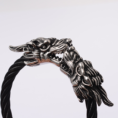 Retro Dragon 304 Stainless Steel Bangles BJEW-F210-22-1