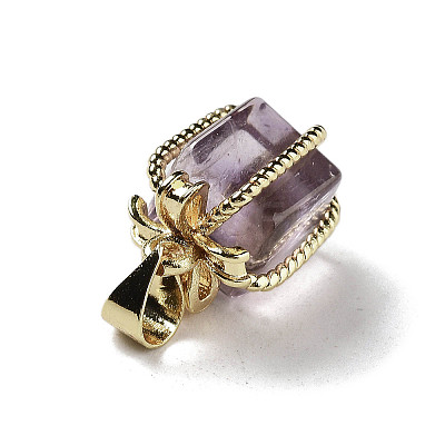 Natural Amethyst Gift Box Charms G-P523-01G-05-1