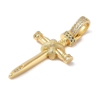 Rack Plating Brass & Cubic Zirconia Pendants KK-L216-054G-01-1