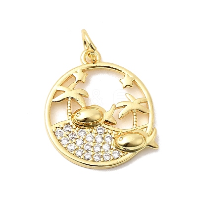 Brass Micro Pave Cubic Zirconia Pendants KK-P343-01B-G-1